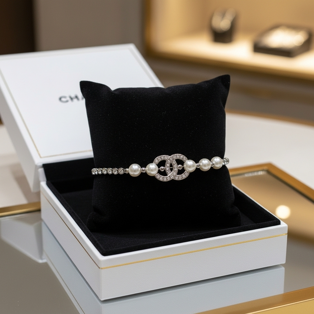 Elegant Silver and White Bracelet